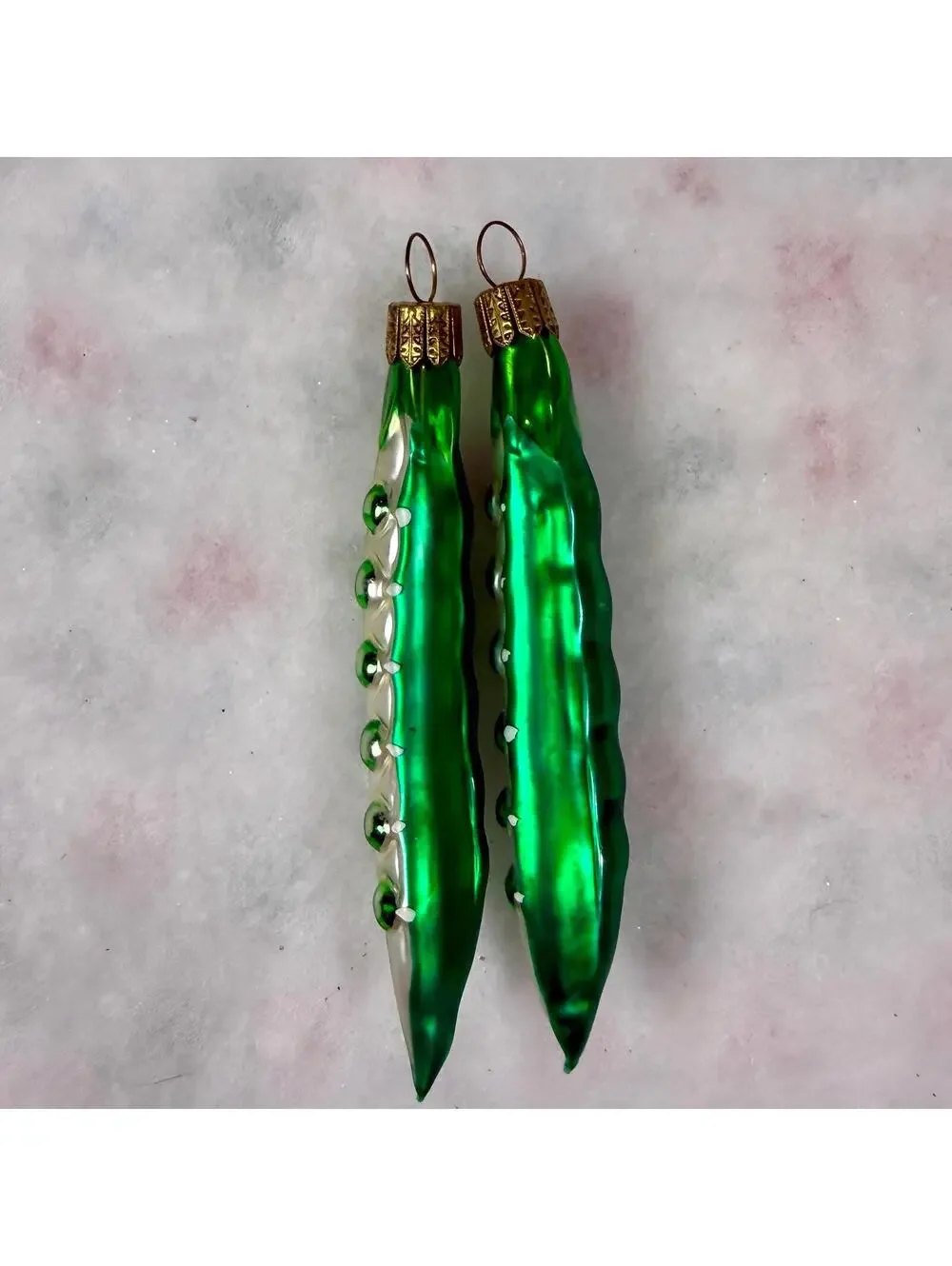 Pea Pods Blown Glass Ornaments by Smith & Hawken - Set of 2